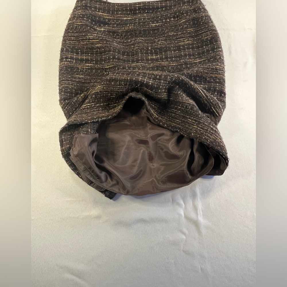 Lafayette 148 New York Fully Lined Tweed Inverted Pleat Tweed Pencil Knee Skirt - Picture 6 of 9